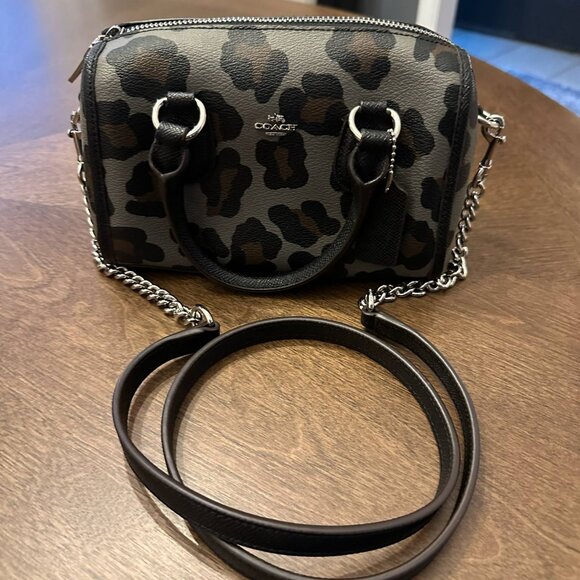 Coach Leopard Print Mini Bag - Black and Brown - Picture 2 of 6